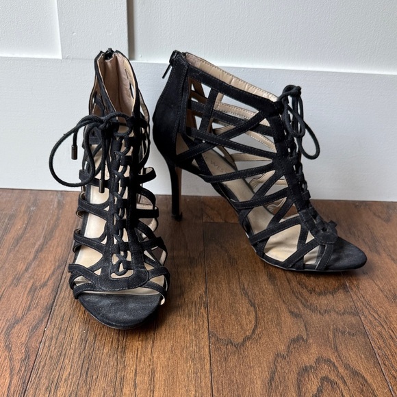 Nine West Black Strappy Lace Up Heels size 6.5 - Picture 8 of 13